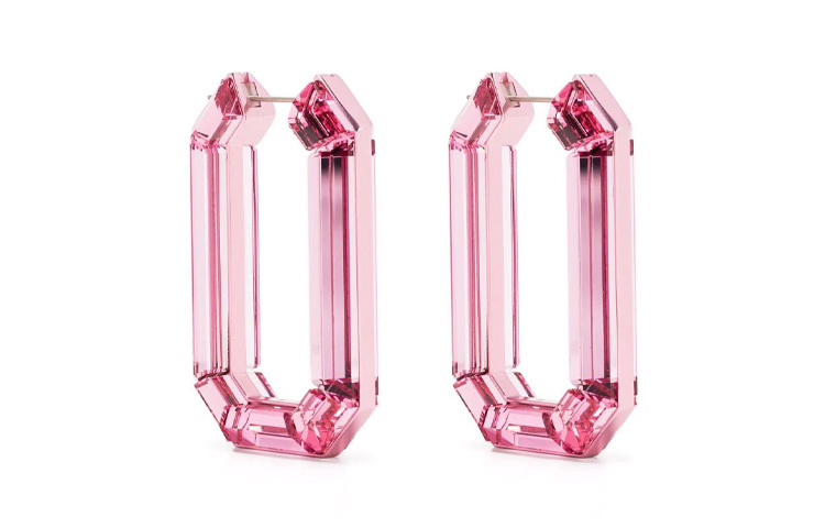(Women) Swarovski Simple Casual Hoop Earrings for Women - Pink. 5633955 圖 2
