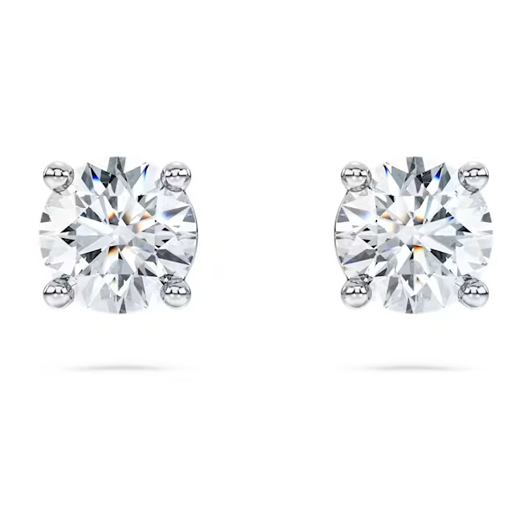 (Women) Swarovski Single Stone Diamond Stud Earrings for Women - Silver. 5697773