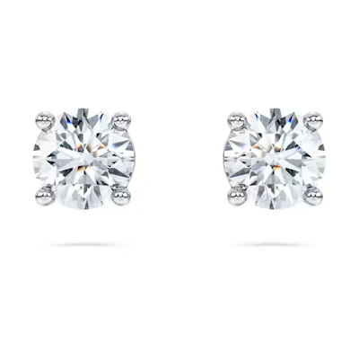 (Women) Swarovski Single Stone Diamond Stud Earrings for Women - Silver. 5697773