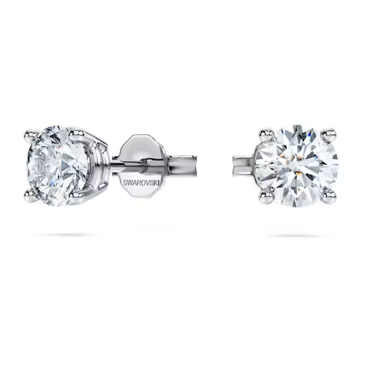 (Women) Swarovski Single Stone Diamond Stud Earrings for Women - Silver. 5697773 圖 3