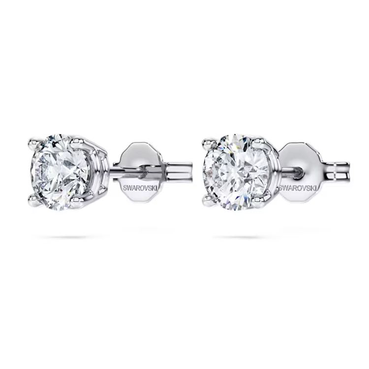 (Women) Swarovski Single Stone Diamond Stud Earrings for Women - Silver. 5697773 圖 4