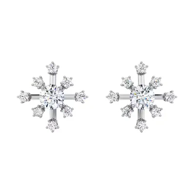 (Women) Swarovski Snowflake Rhodium-Plated White Gold Diamond Stud Earrings for Women 5688876