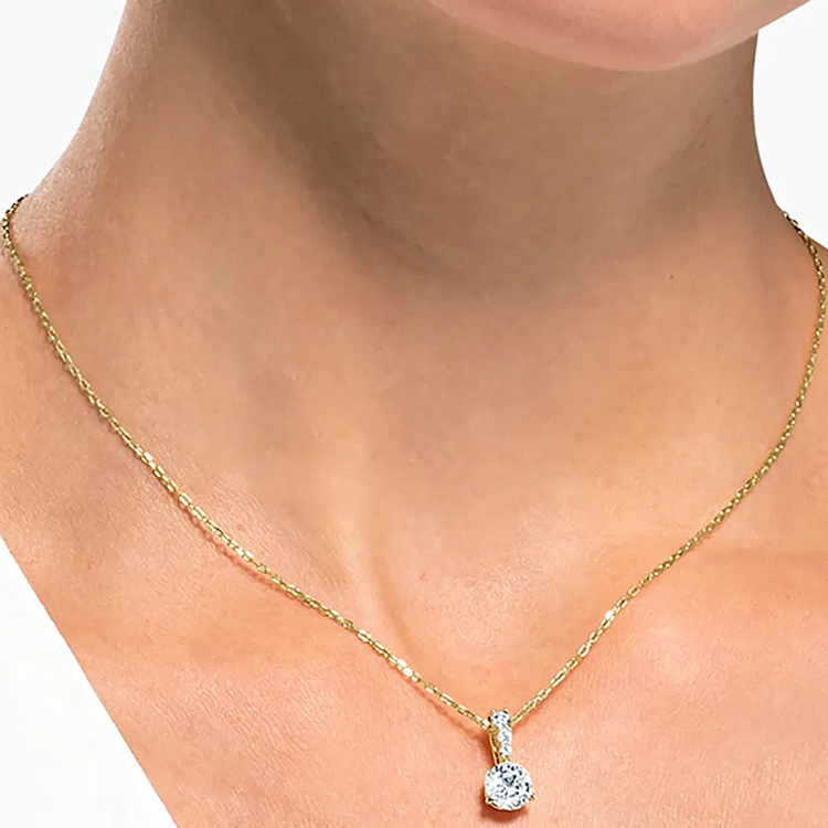 (Women) Swarovski Solitaire Angel Kiss Gold Crystal Pendant Necklace for Women. 5511557 圖 5