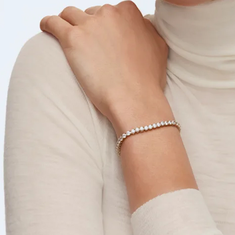 (Women) Swarovski Sparkle Crystal Tennis Bracelet for Women - Gold. 5511544 圖 3