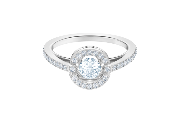 (Women) Swarovski Sparkling Dance Round Ring Rhodium-Plated  Silver Ring 5482516