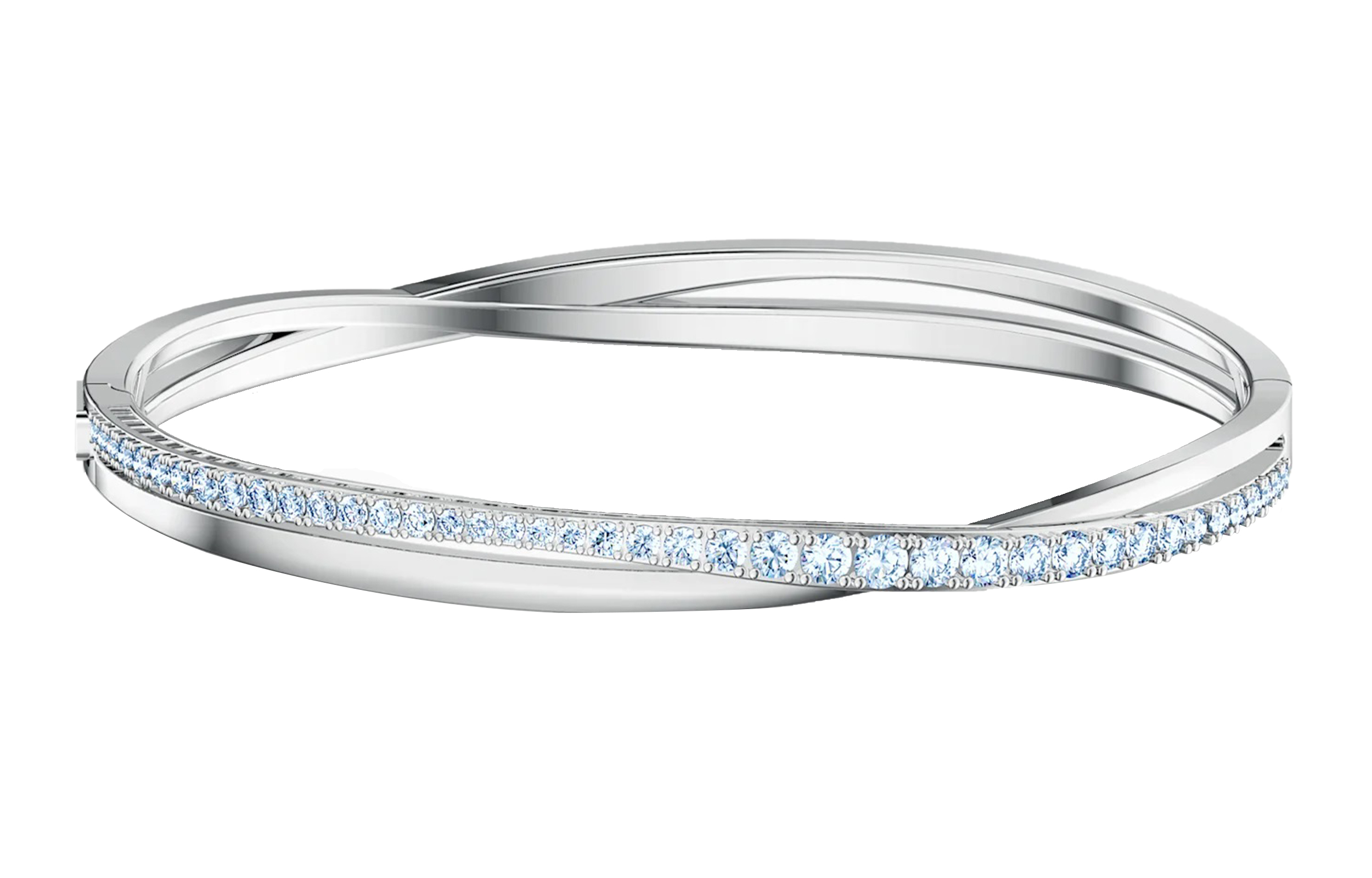 (Women) Swarovski Spiral Line Blue Crystal Rhodium-Plated  Bracelet. 5584652