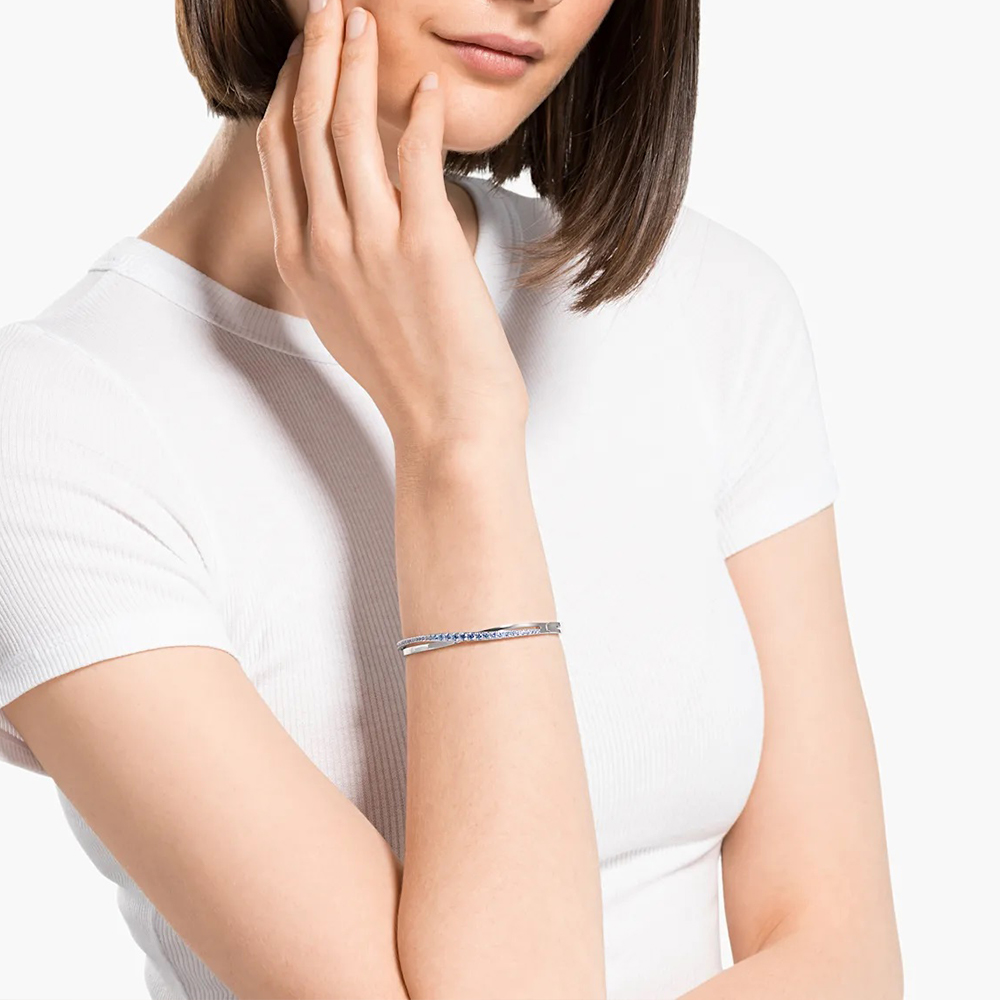 Purchase (W) 施華洛世奇 Spiral Line 藍水晶鍍銠手鍊 5584652