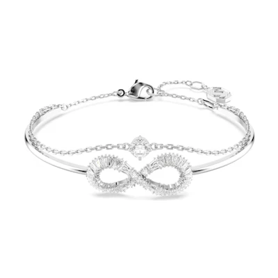 (Women) Swarovski Spiral Pattern Rhodium-Plated Cubic Zirconia Bracelet for Women - Silver. 5684049