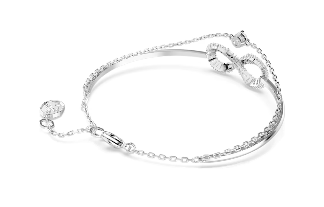 (Women) Swarovski Spiral Pattern Rhodium-Plated Cubic Zirconia Bracelet for Women - Silver. 5684049 圖 4
