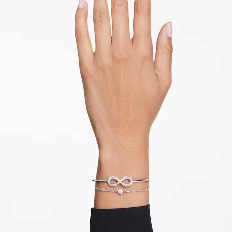 (Women) Swarovski Spiral Pattern Rhodium-Plated Cubic Zirconia Bracelet for Women - Silver. 5684049 圖 5