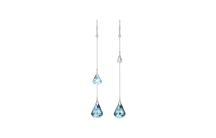 (Women) Swarovski Spirit Mermaid's Tear Blue Ocean Asymmetric Crystal Drop Earrings. 5521784