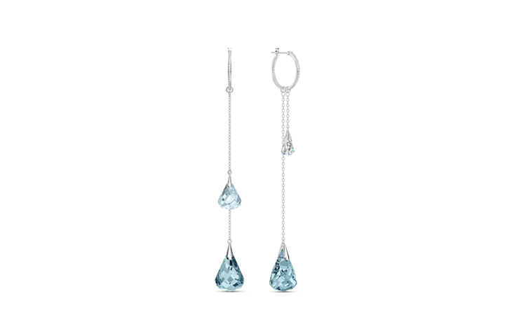 (Women) Swarovski Spirit Mermaid's Tear Blue Ocean Asymmetric Crystal Drop Earrings. 5521784 圖 3