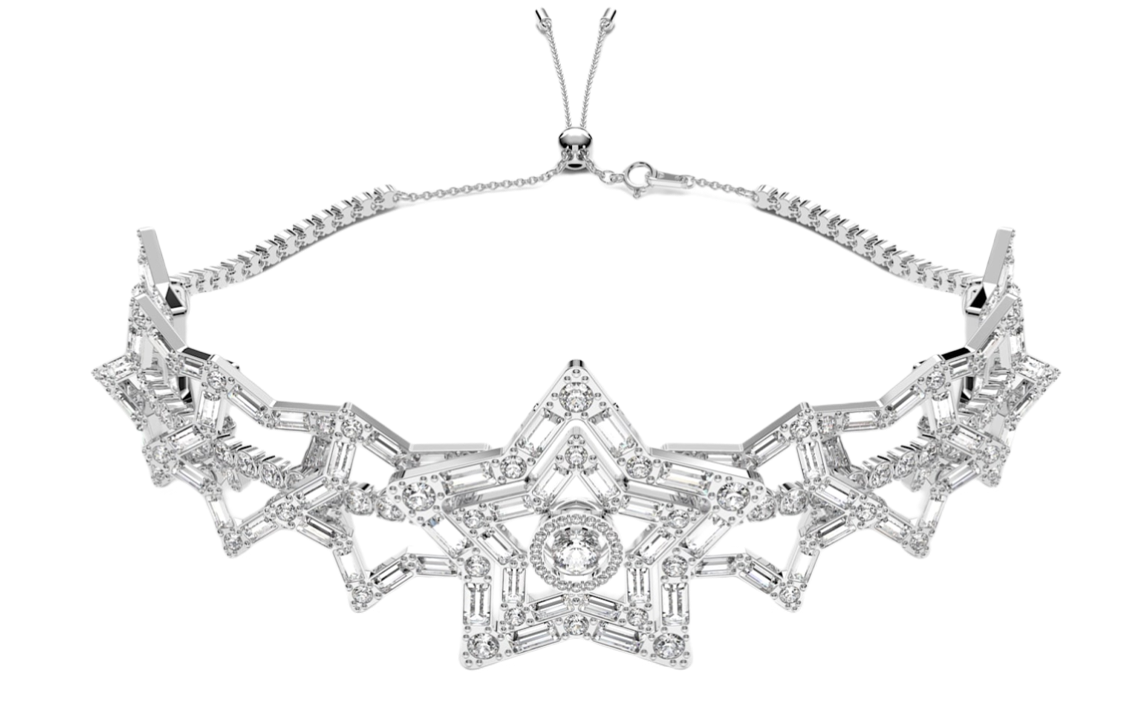 (Women) Swarovski Stella Star Choker Necklace White Rhodium-Plated  Accessory 5617753