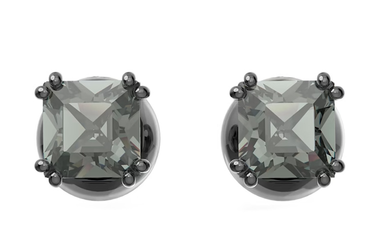 (Women) Swarovski Stilla Millenia Black Rhodium-Plated Crystal Stud Earrings for Women. 5642511