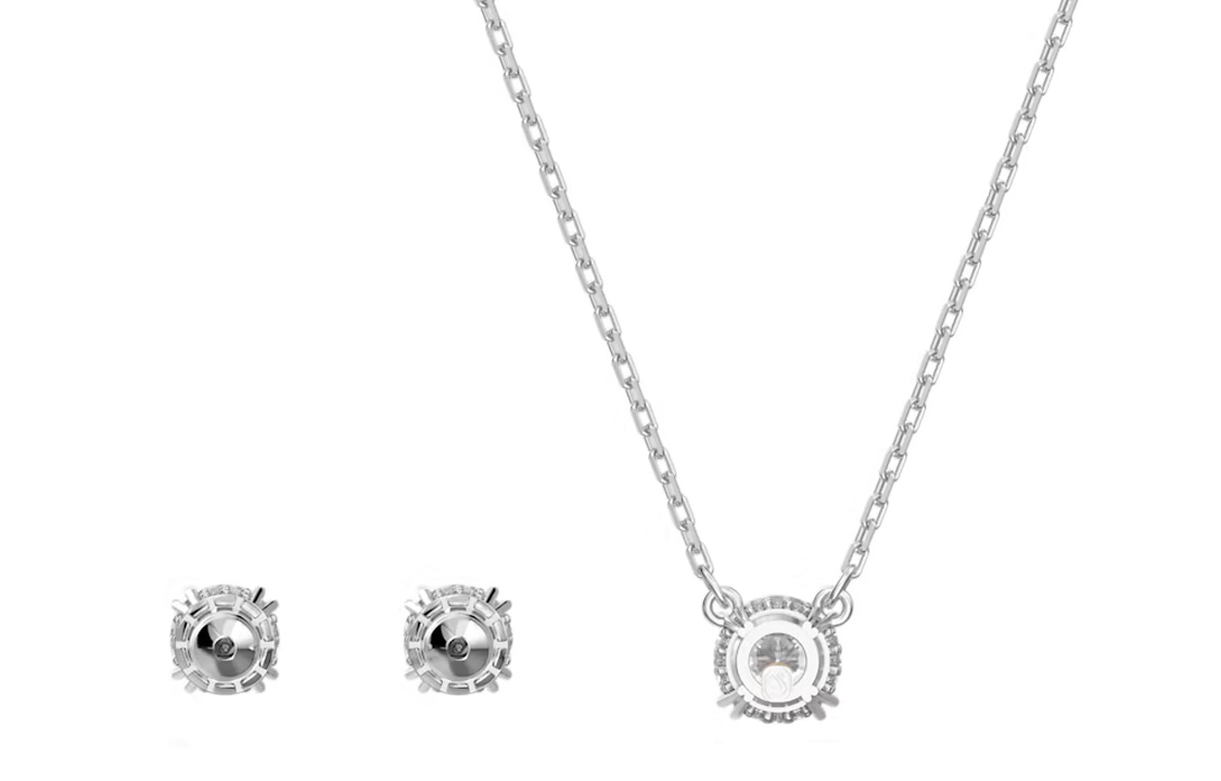 (Women) Swarovski Stilla Round-Cut Pendant Necklace for Women - Rhodium-Plated Set. 5647663 圖 3