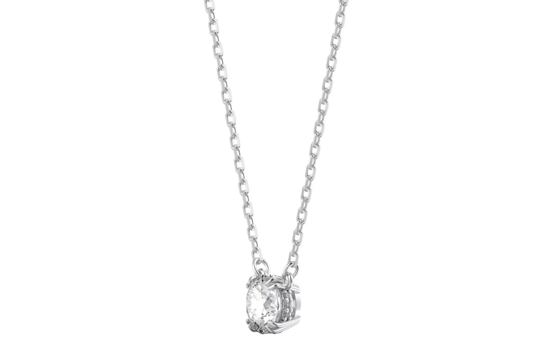 (Women) Swarovski Stilla Round-Cut Pendant Necklace for Women - Rhodium-Plated Set. 5647663 圖 4