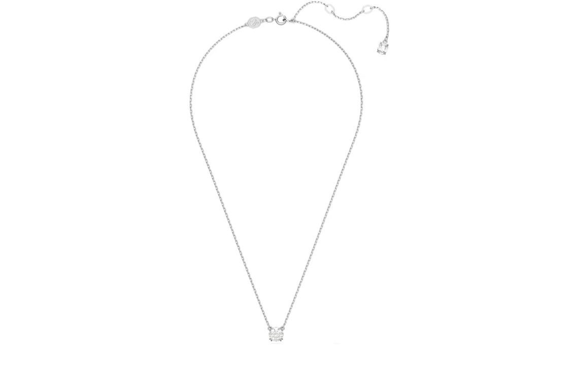 (Women) Swarovski Stilla Round-Cut Pendant Necklace for Women - Rhodium-Plated Set. 5647663 圖 5