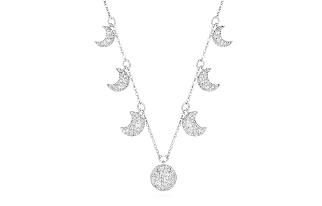 (Women) Swarovski Sublima Moon Pendant Necklace in Rhodium-Plated Silver for Women. 5666178