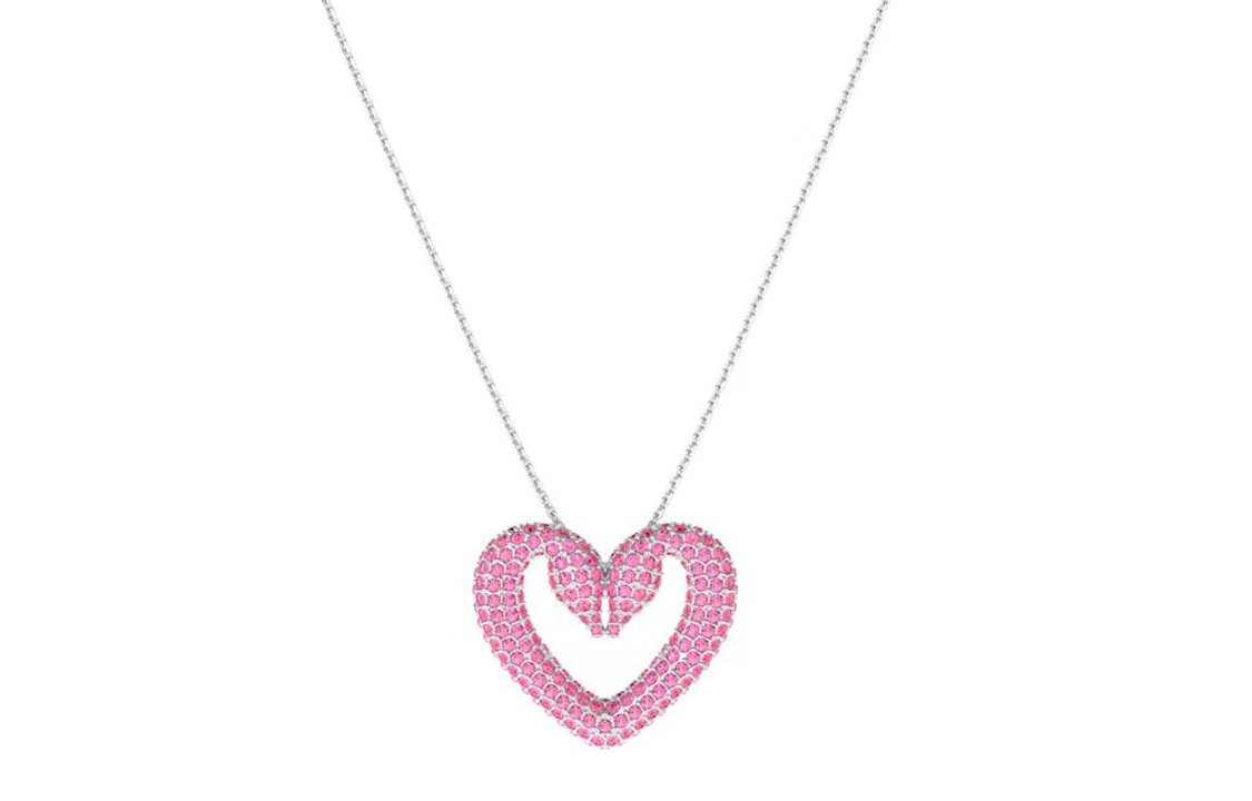 (Women) Swarovski Sublima Rhodium Heart Pendant Necklace for Women 5631931