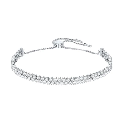 (Women) Swarovski Subtle Classic Double Chain Adjustable Bracelet Women Platinum. 5221397