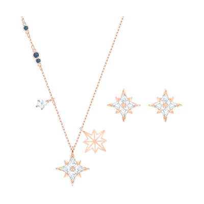(Women) Swarovski SWA Symbol Star Necklace Set Rose Gold-Plated for Women. 5517178