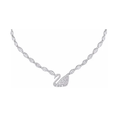 (Women) Swarovski Swan Around Necklace Small Silver for Women 5240581