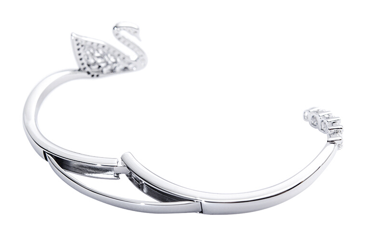 (Women) Swarovski Swan Lake Silver Crystal Swan Rhodium-Plated  Bangle Bracelet. 5231330 圖 3