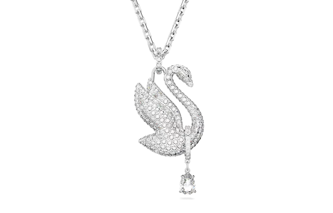 (Women) Swarovski Swan Necklace Large White Rhodium-Plated Crystal Pendant for Women Silver 5647546