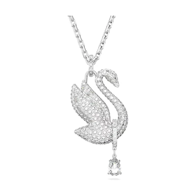 (Women) Swarovski Swan Necklace Large White Rhodium-Plated Crystal Pendant for Women Silver 5647546