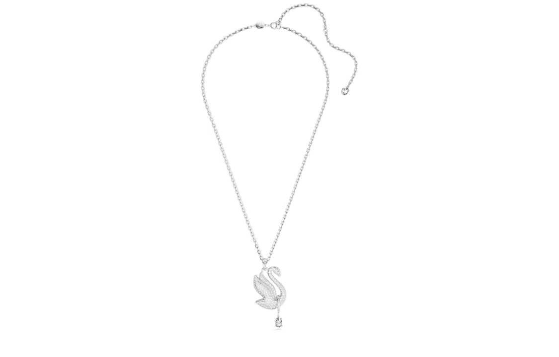 (Women) Swarovski Swan Necklace Large White Rhodium-Plated Crystal Pendant for Women Silver 5647546 圖 4