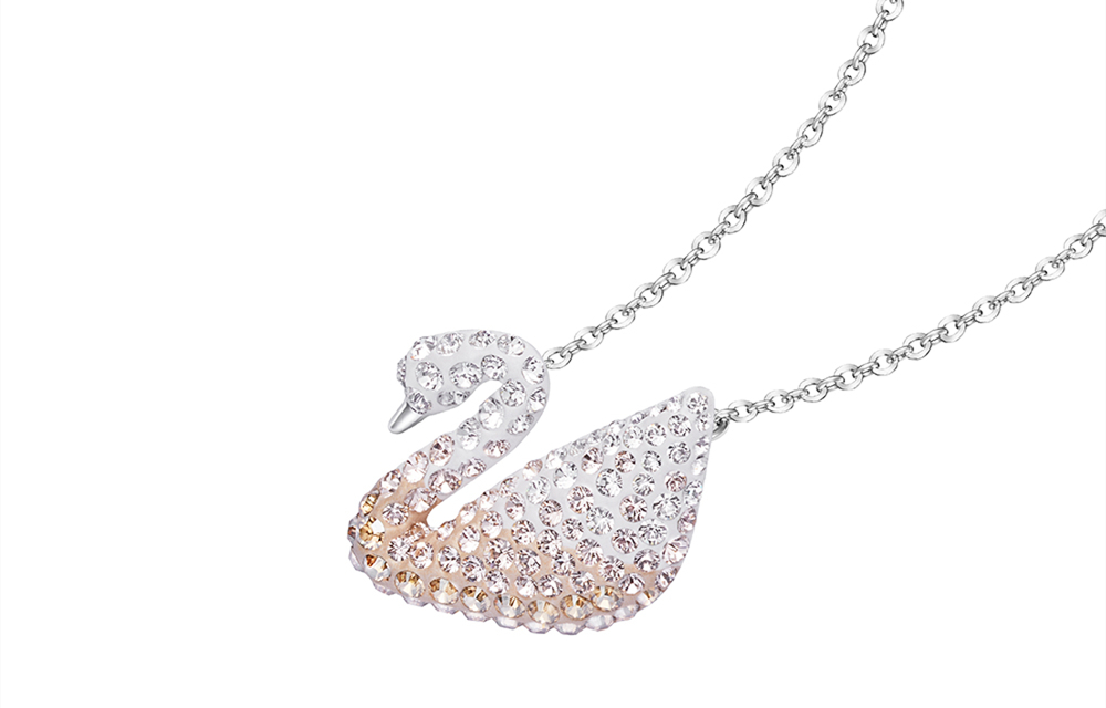 (Women) Swarovski Swan Pink Gradient Crystal Necklace & Earrings Set for Women. 5215037+5215034 圖 4