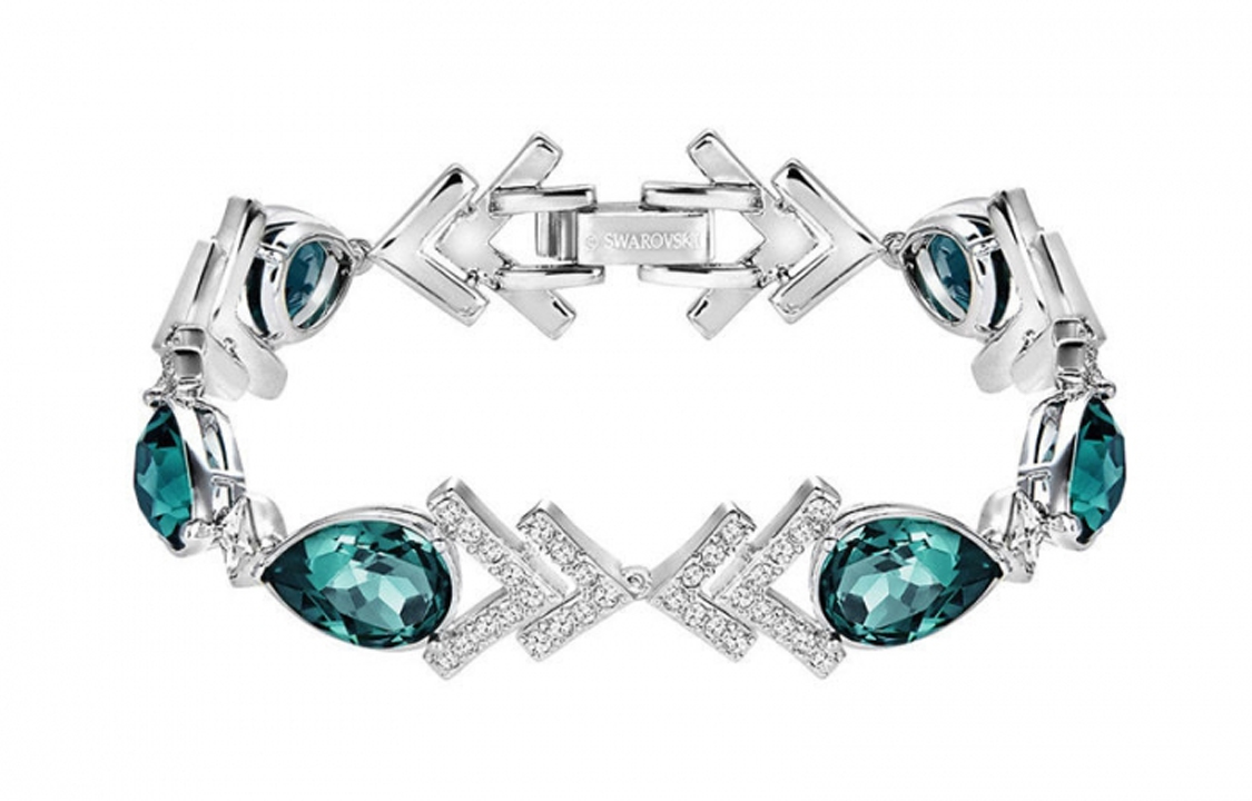 (Women) Swarovski Teardrop Alloy Crystal Bracelet for Women - Silver. 5203794