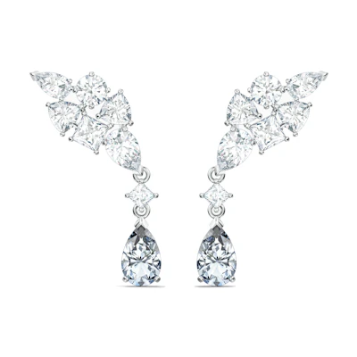 (Women) Swarovski Tennis Deluxe Cluster Mixed White Earrings for Women 5562086