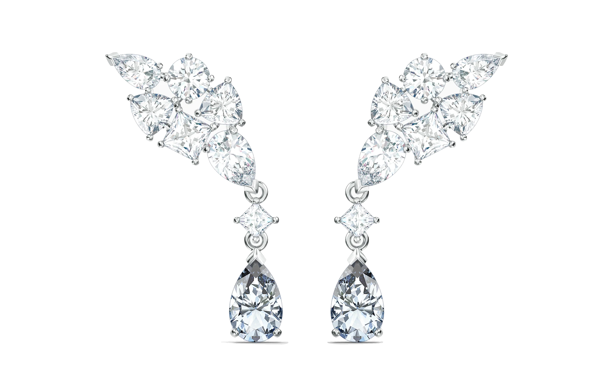 (Women) Swarovski Tennis Deluxe Cluster Mixed White Earrings for Women 5562086 圖 2