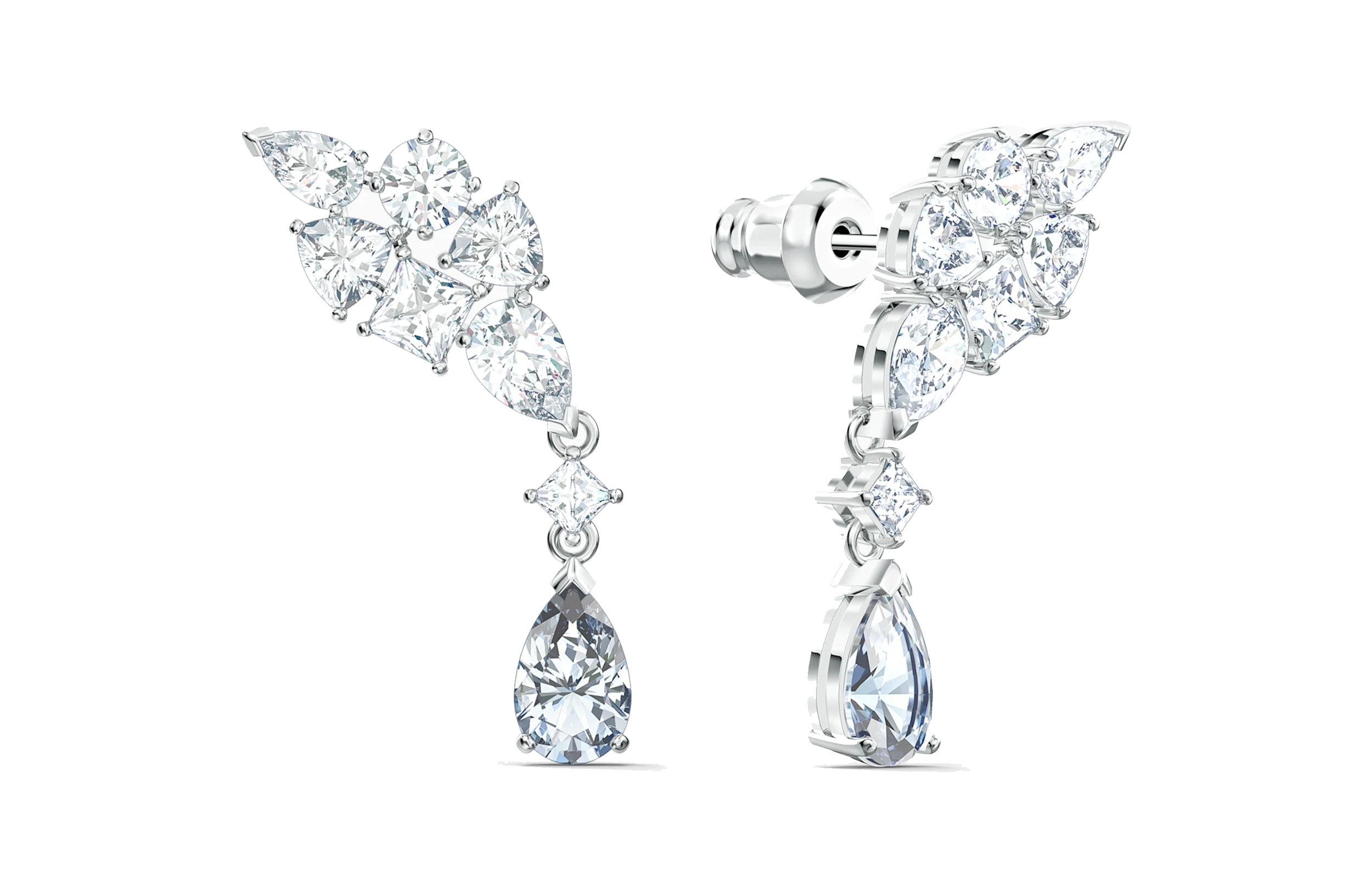 (Women) Swarovski Tennis Deluxe Cluster Mixed White Earrings for Women 5562086 圖 3