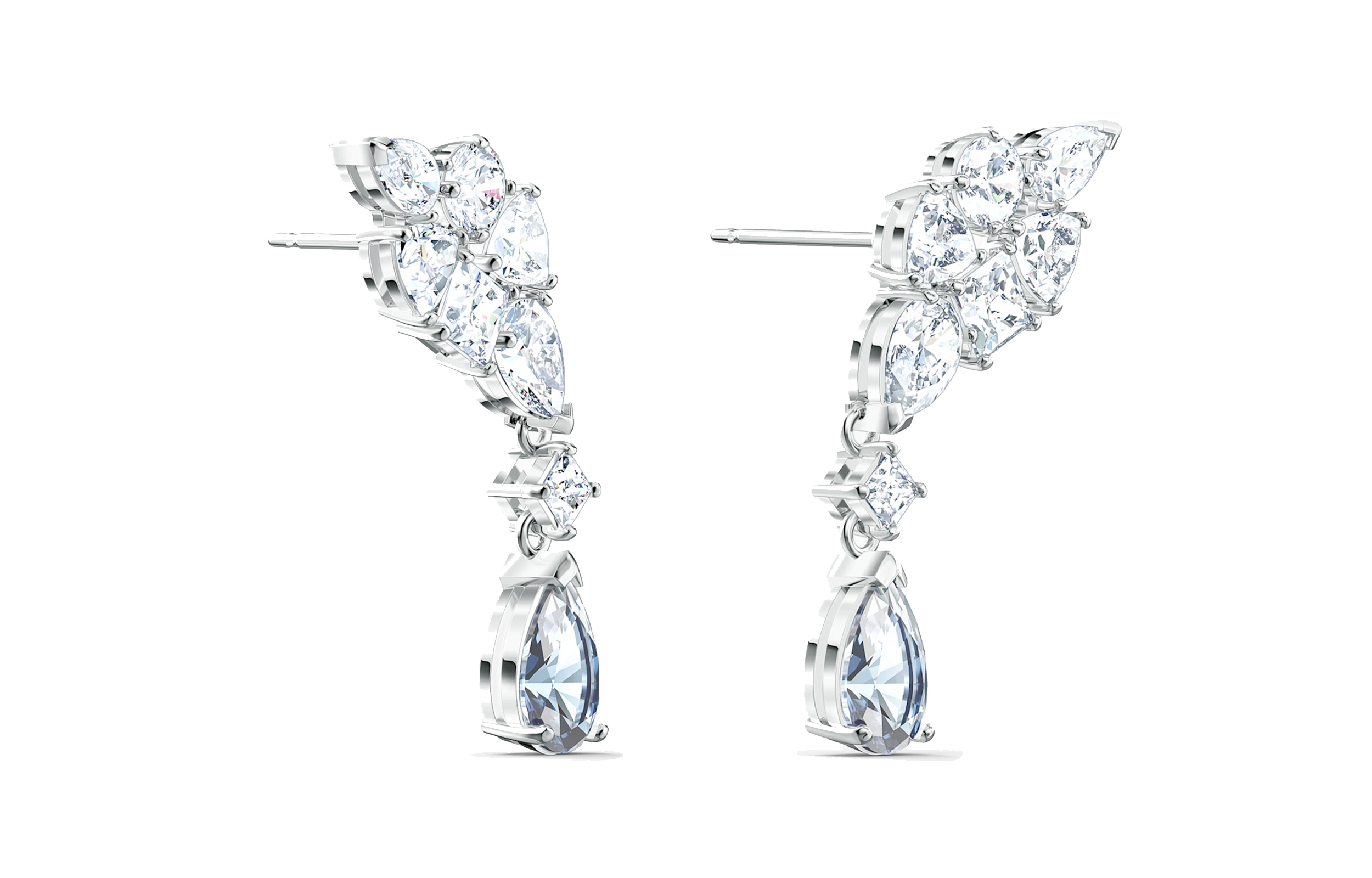 (Women) Swarovski Tennis Deluxe Cluster Mixed White Earrings for Women 5562086 圖 4