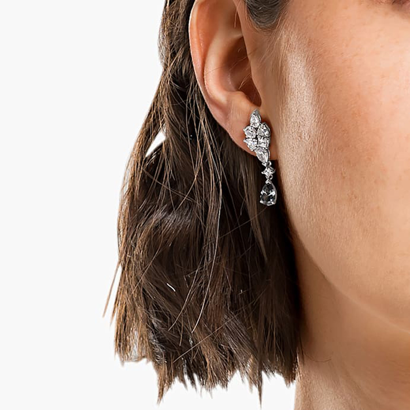 (Women) Swarovski Tennis Deluxe Cluster Mixed White Earrings for Women 5562086 圖 6