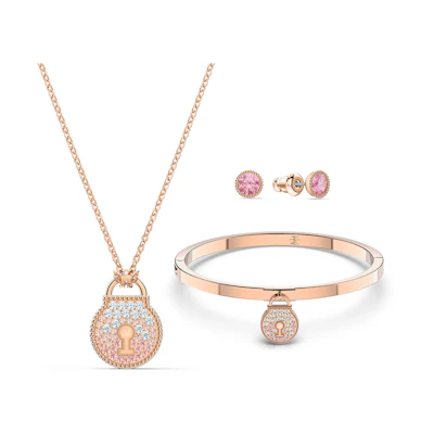(Women) Swarovski Togetherness Jewelry Set for Women - Necklace, Bracelet & Earrings Rose Gold. 5568030