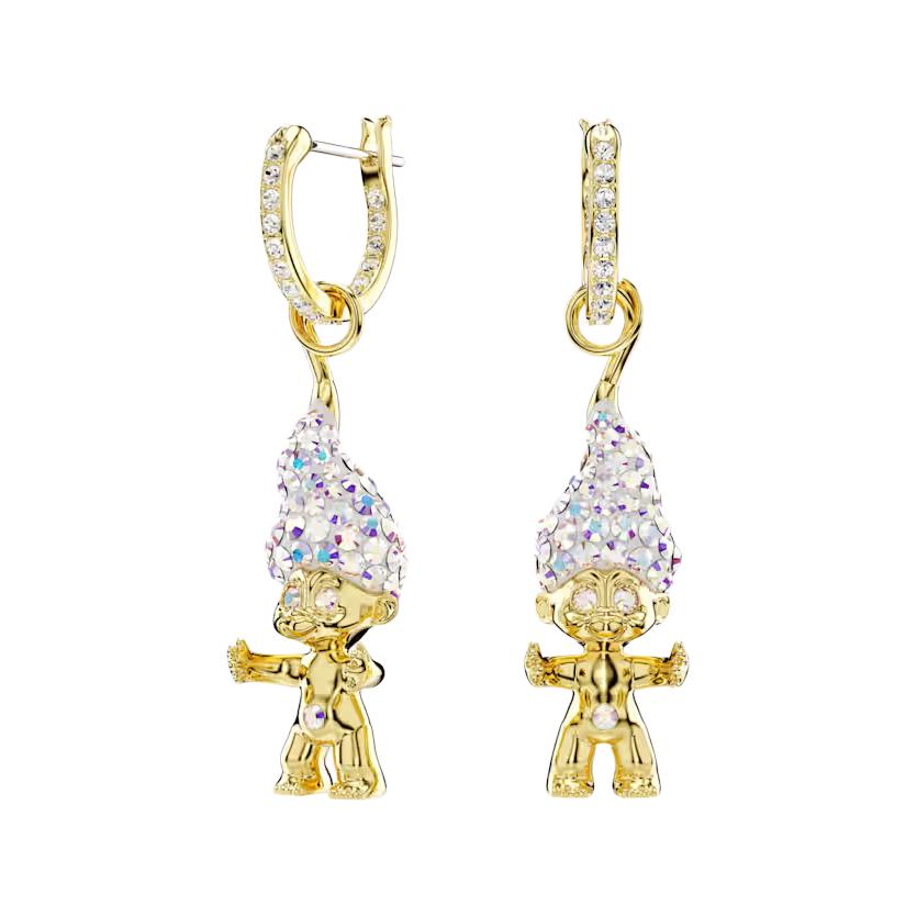 (Women) Swarovski Trolls Pendant Earrings for Women - Gold with Crystal Design. 5691944