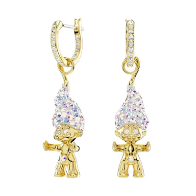 (Women) Swarovski Trolls Pendant Earrings for Women - Gold with Crystal Design. 5691944