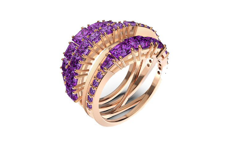 (Women) Swarovski Twist Wrap Love Ring Women Rose Gold/Purple 5572714