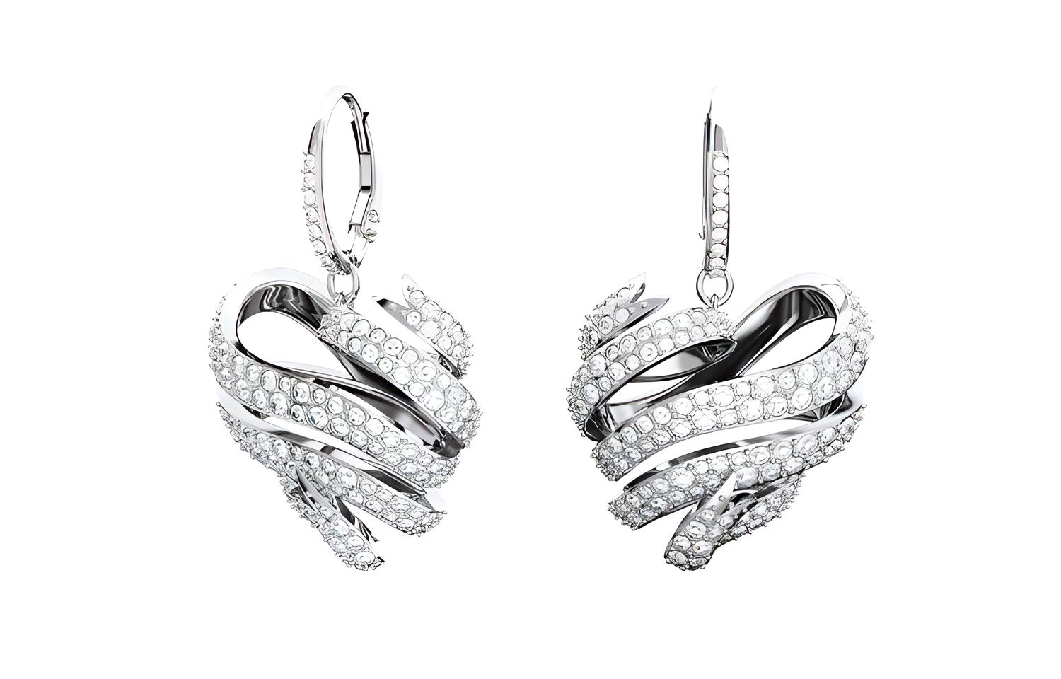 (Women) Swarovski Volta Elegant Heart Versatile Earrings Women White 5652029