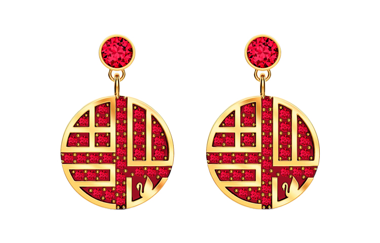 (Women) Swarovski x Forbidden City Limited Edition Red Fu Earrings Set for Women. 5539915