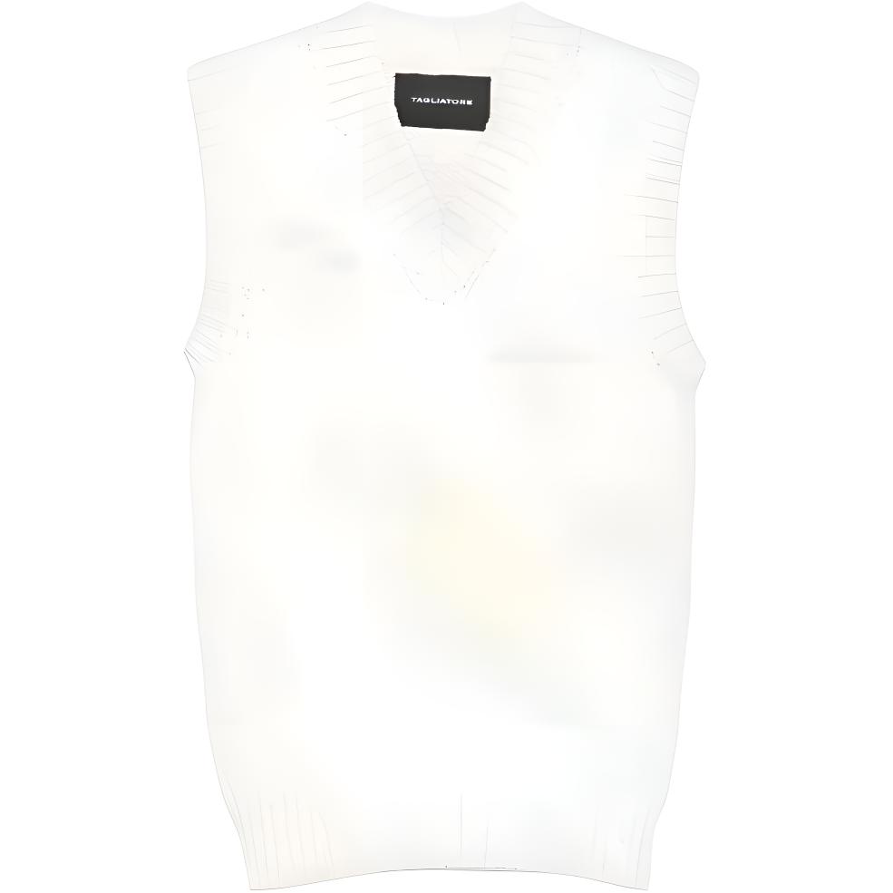 Tagliatore SS26 V-Neck Solid Knit Sleeveless Vest MAXIPWE2604