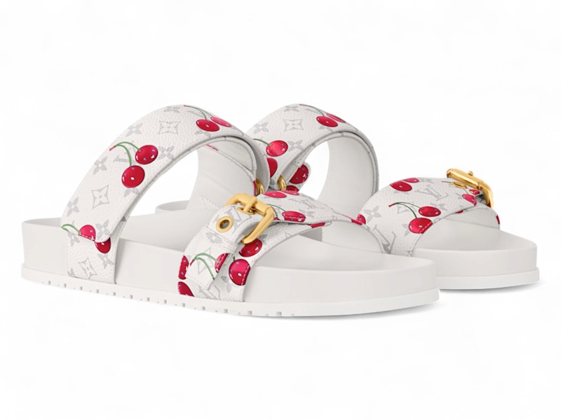Order (W) Takashi Murakami Louis Vuitton Cherry Bom Dia Mule Putih Monogram Ceri 1AHLZ7