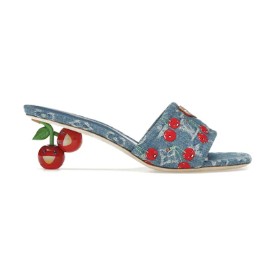 (W) Takashi Murakami LV Cherry Lily Mule Denim