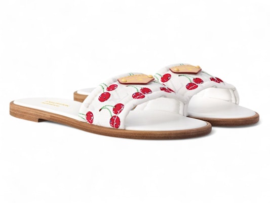 (Women) Takashi Murakami x Louis Vuitton Cherry Lily Flat Mule White 1AHM34 Order (Women) Takashi Murakami x Louis Vuitton Cherry Lily Flat Mule White 1AHM34