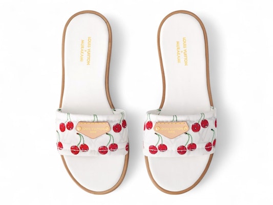 (Women) Takashi Murakami x Louis Vuitton Cherry Lily Flat Mule White 1AHM34 Lookbook (Women) Takashi Murakami x Louis Vuitton Cherry Lily Flat Mule White 1AHM34