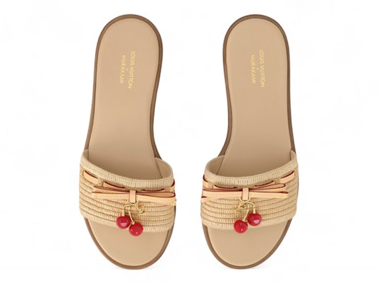 (Women) Takashi Murakami x Louis Vuitton Cherry Lily Flat Mule Raffia 1AHLRN Lookbook (Women) Takashi Murakami x Louis Vuitton Cherry Lily Flat Mule Raffia 1AHLRN