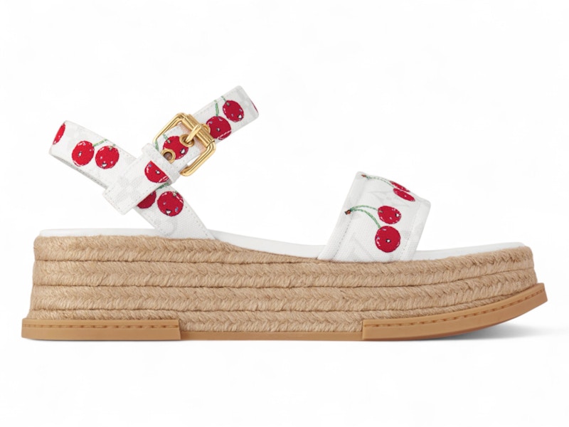 (Women) Takashi Murakami x Louis Vuitton Cherry Maya Platform Sandal White 1AHNSL